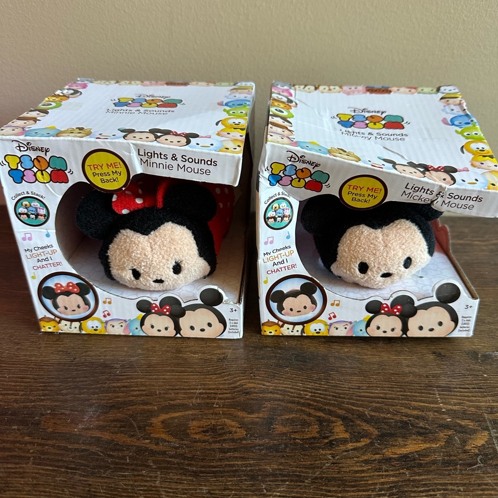 Disney Tsum Tsum Minnie and Mickey Mouse Plush Set with Lights & Sounds